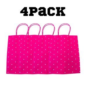 Pink Gift Bags 4 Pack Small Party Favor Bags Birthday Baby Shower 9.75" x 7.75"
